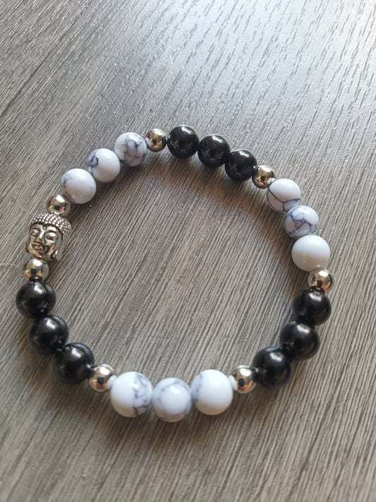 Bracelet Howlite et obsidienne
