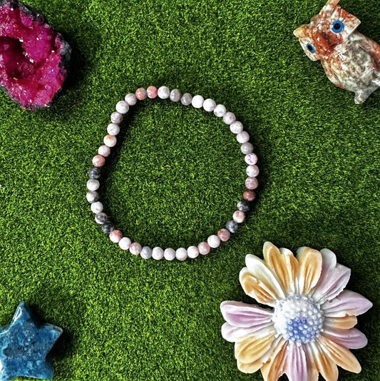 Bracelet Jaspe zébré rose 5mm
