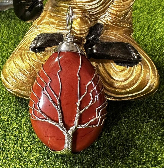 Pendentif arbre de vie Jaspe rouge