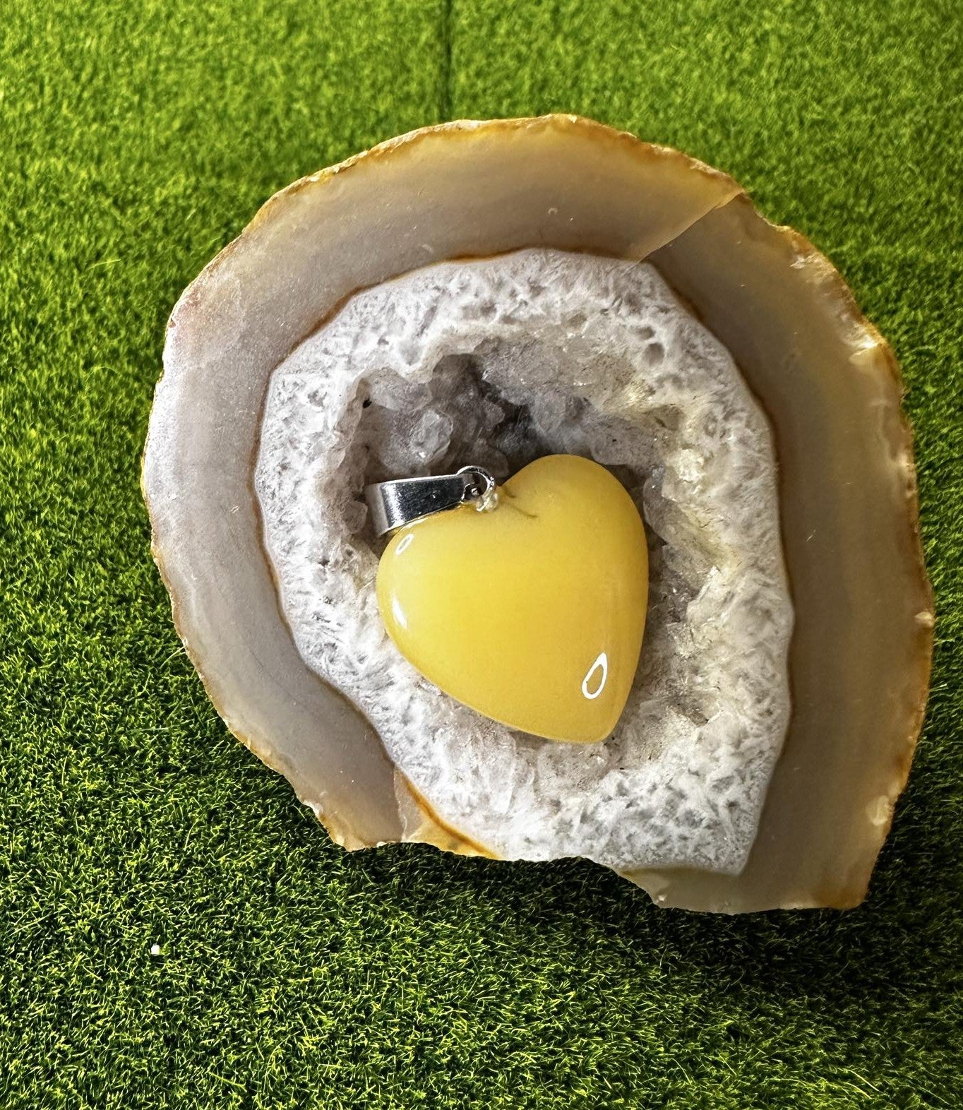 Pendentif coeur Calcite Orange